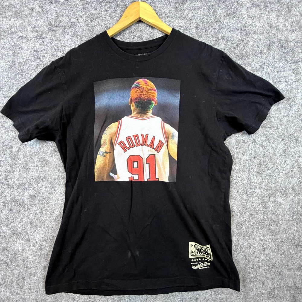 Chicago Bulls Shirt L Black Mitchell & Ness Dennis Rodman NBA Hardwood Classics
